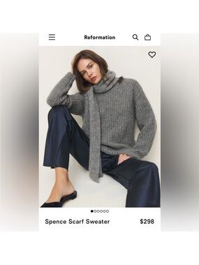 Reformation Spence Scarf Sweater Gray Small